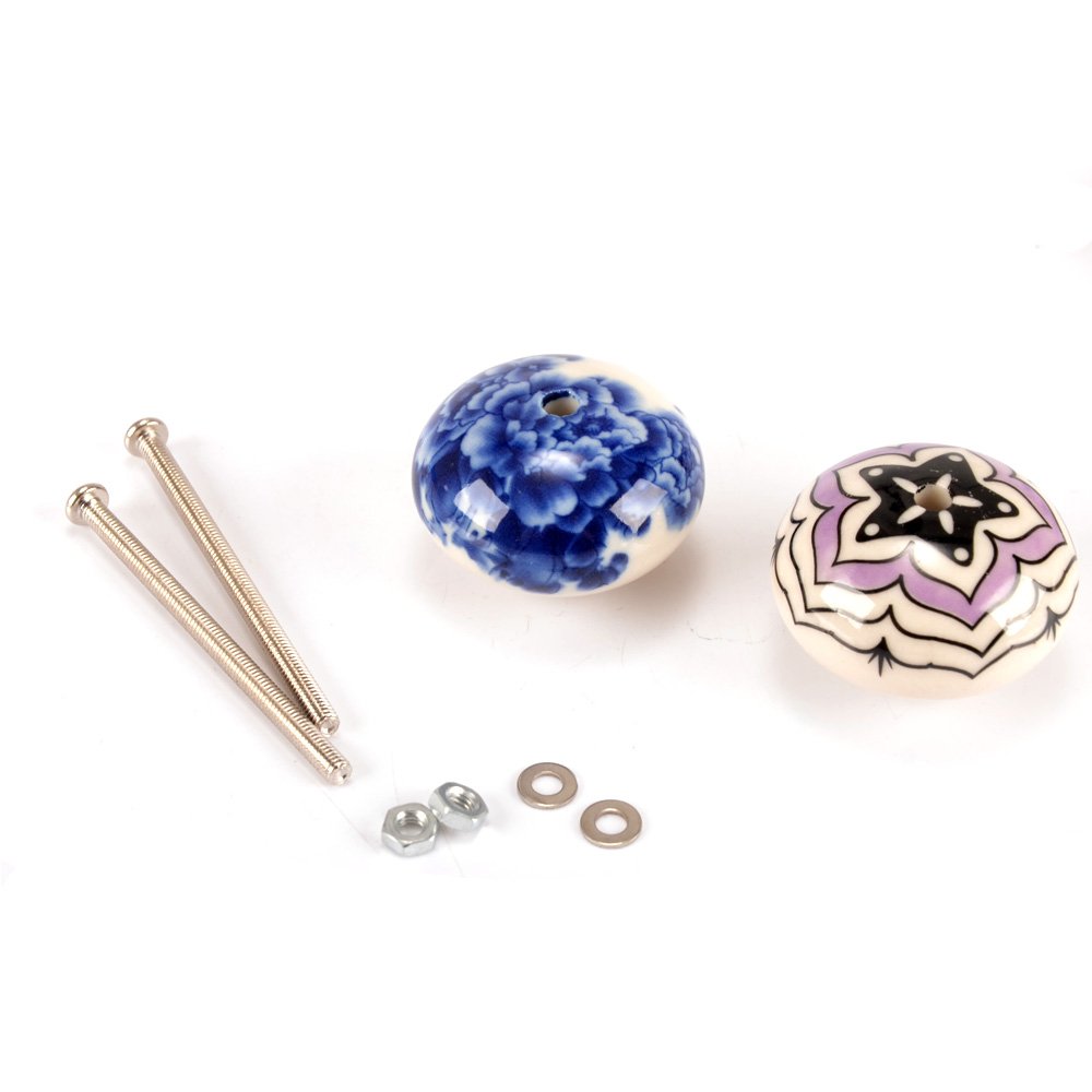 MyArmor Set of 8 Hand Painted Ceramic Decorative Knobs Handles Pulls for Furniture Door Cabinets Drawer Cupboard Kitchen Bathroom