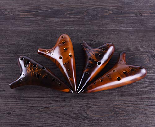 ”Joy of Wood Thrush” 12 Hole Alto C Ceramic Strawfire Ocarina in Exquisite Craft (Smoked Amber) - Thumbnail 5