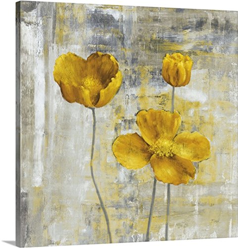 GreatBIGCanvas Carol Black Canvas Wall Art Print Entitled Yellow Flowers II, 20