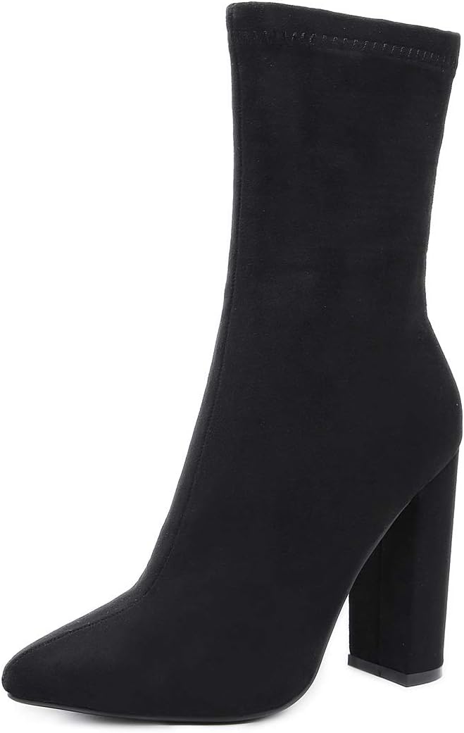 Stupmarty Women's Boots Pointed Toe Winter Ankle Bootie Snake Print Block Heels