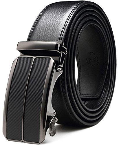Men's Belt, Bulliant Leather Ratchet Belt for Men with Sliding Buckle 1 3/8" In Gift Box, Trim to Fit.