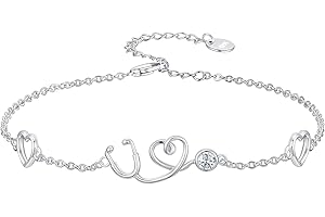 Dorunmo Stethoscope Bracelet 925 Sterling Silver Nurse Stethoscope Bracelet with Birthstone Graduation Jewelry Gifts for Nurse Doctor Medical Student