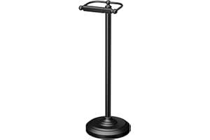 Gatco 1436MX, Freestanding Toilet Paper Holder, 22” H, Matte Black/Floor Standing Weighted Base Toilet Paper Holder Stand