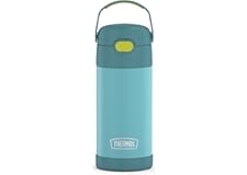 THERMOS FUNTAINER Water Bottle with Straw - 12 Ounce, Blue/Green - Kids Stainless Steel Vacuum Insulated Water Bottle with Li