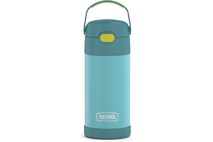 THERMOS FUNTAINER Water Bottle with Straw - 12 Ounce - Kids Stainless Steel Vacuum Insulated Water Bottle with Lid, Blue/Gree Book