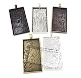 12 Deannassupplyshop 25X50mm rectangle Pendant Trays with glass - Multicolor - 25X50mm - Pendant Blanks Cameo Bezel Settings Photo Jewelry - Custom Jewelry Making - 25X50mm