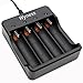 Wyness 4PCS Flat Top 18650 Rechargeable 3.7V 2500mAh Batteries with Fast Li-ion 18650 18500 14500 Battery Charger