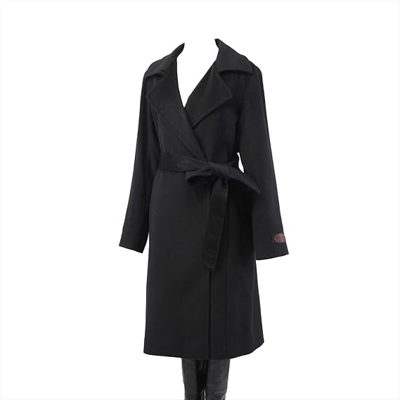 Amazon カシミヤ100 コート レディース カシミアコート 100cm丈 ダブルブレステッド ラップコートタイプ ブラック 11号 コート ジャケット 通販