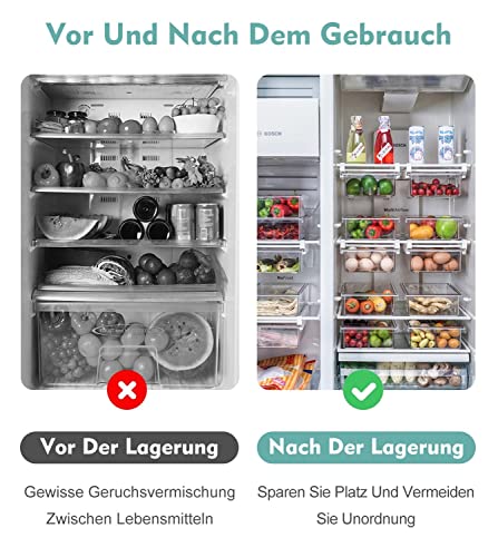 TERRIFI Refrigerator Organizer Bins, Pull-out Fridge Drawer Organizer Bins, Kitchen Refrigerator Storage Pantry Organizer for Fruit and Vegetable, Fridge Organization fit for Fridge Shelf Under 0.6"