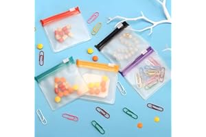7pcs Reusable Medicine Organizer - Translucent Zippered Pill Pouch Set with Slide Lock - 7 Colors Self Sealing Travel Pill Ba