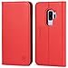 SHIELDON Galaxy S9 Plus Wallet Case [Folio Cover][Stand Feature] Premium Samsung Galaxy S9 Plus Credit Card Flip Case Protective Genuine Leather with Card Slot + Side Pocket Magnetic Closure - Red