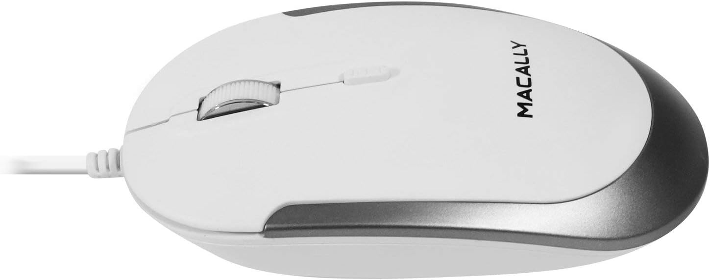 Macally UCDYNAMOUSE-W, 3-button optical USB-C silent click mouse, white/space gray - Image 4
