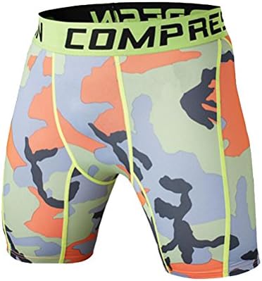 High elastic mens casual camouflage compression short tight orange