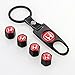 EZKEY Pack of 4 Universal Wheel Tire Valve Stem Air Caps Covers and 1 pc Keychain fit for Honda Red Q041