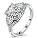 FENDINA Womens 18K White Gold Plated 3 Stone CZ Crystal Eternity Promise Ring Engagement Wedding Bands, Size 5