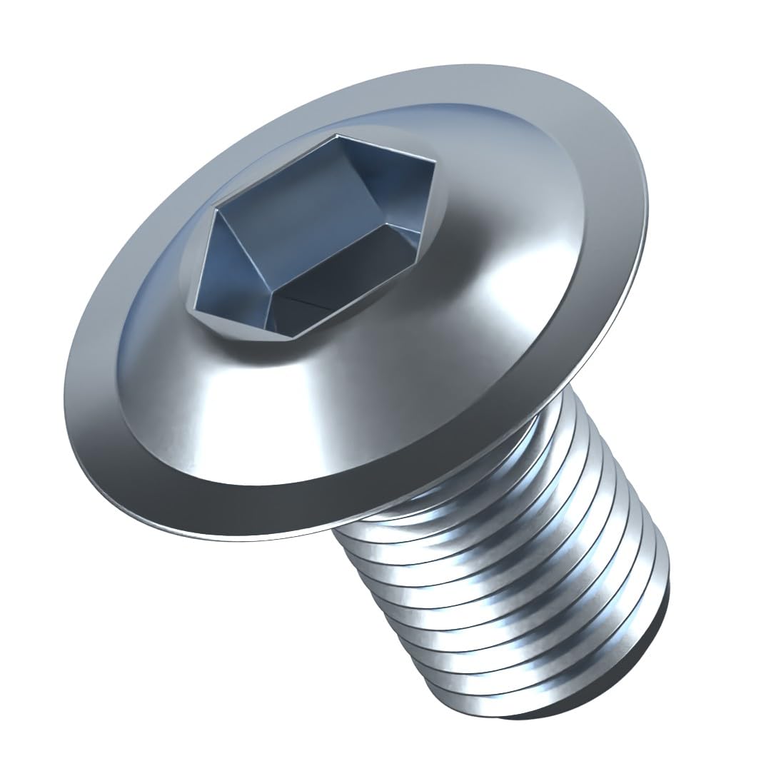 M8 (8mm x 50mm) Button Head Screws with Collar High Tensile Grade 10.9 Bright Zinc Plated Allen Socket Bolts Screws (Pack of 10) G11BC