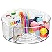 mDesign Deep Plastic Lazy Susan Turntable Storage Organizing Container - Divided Spinning Organizer for Craft, Sewing, Art, School Supplies in Home, Office, Classroom, Playroom or Studio - Clear