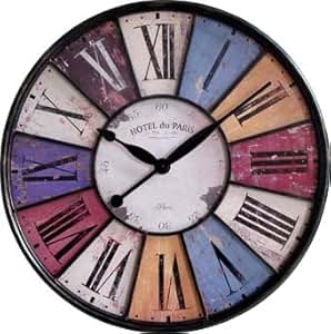 RELOJ DE PARED DISENO NOSTALGIA PARIS MUY GRANDE METAL - 60CM - CUARZO