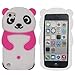 iPod Touch 5 Case,iPod Touch 6 Case - Tsmine Cute Cartoon 3D Panda Soft Silicone Back Washable Cover Shockproof Protective Skin for Apple iPod Touch 5th 6th Generation, Rose Pink
