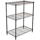 Amazon Basics 3-Shelf Adjustable, Heavy Duty Storage Shelving Unit (250 lbs loading capacity per shelf), Steel Organizer Wire
