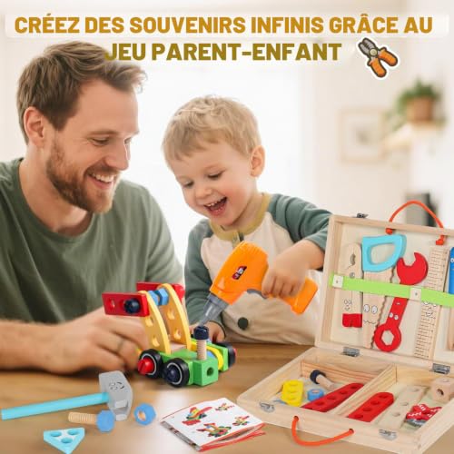 Montessori Toy for 3 Years Old Child 3 Year Old Tool Box with Drill Toy Boy Girl 3 Year Old Educational DIY Gift Child Boy 3 4 Years Girl (44 Pieces)