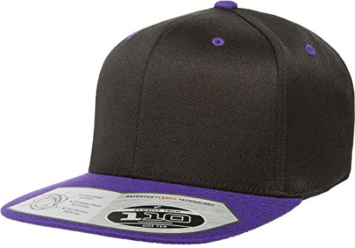Flexfit/Yupoong 110F,110FT One Ten Snapback Hat Cap (Black/Purple)