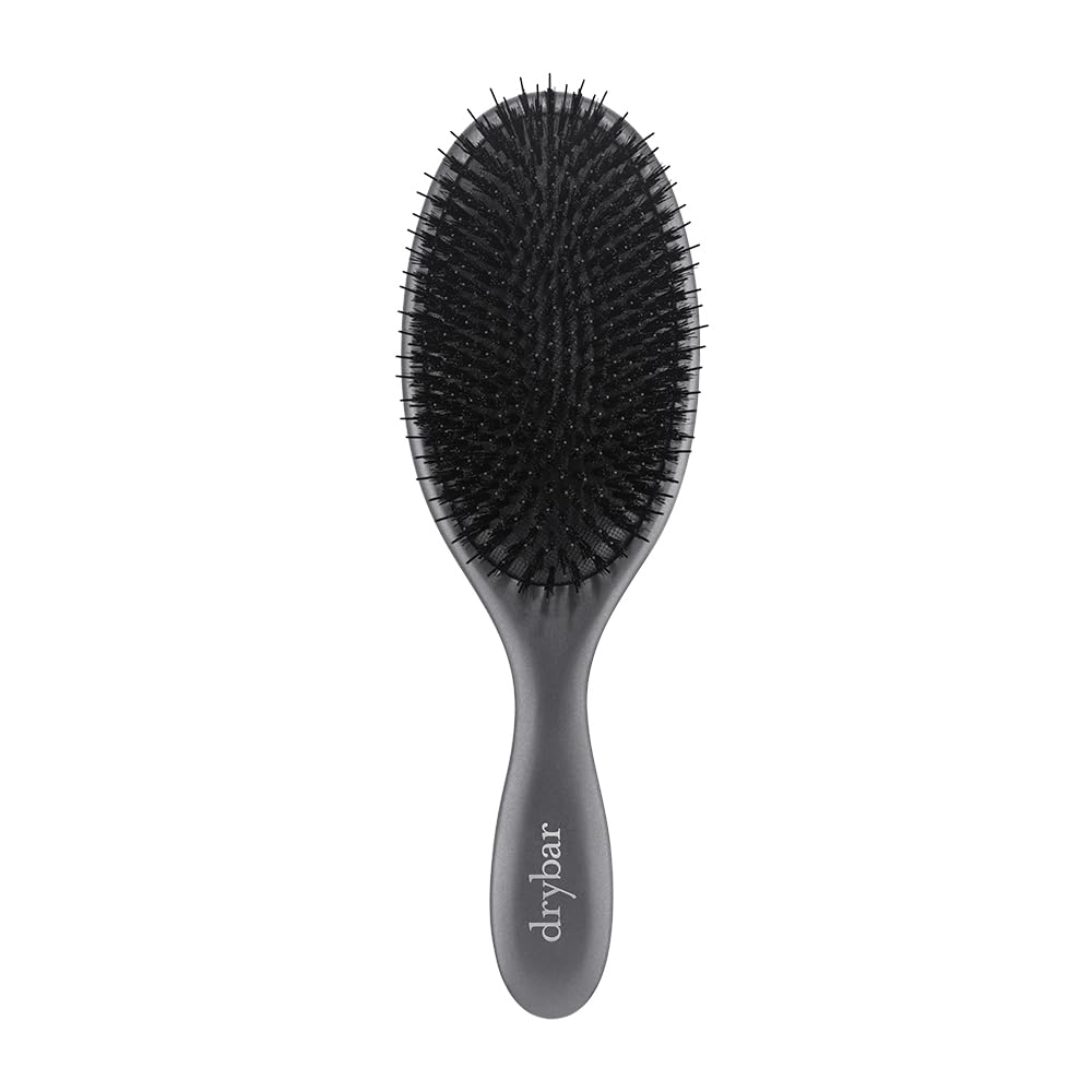 Drybar Flat Mate Boar Bristle Brush - Handcrafted, Premium Boar & Nylon Bristles, Lightweight Beechwood, Adds Shine & Conditions, All Hair Types, Grey, Women's Adult Hair Brush