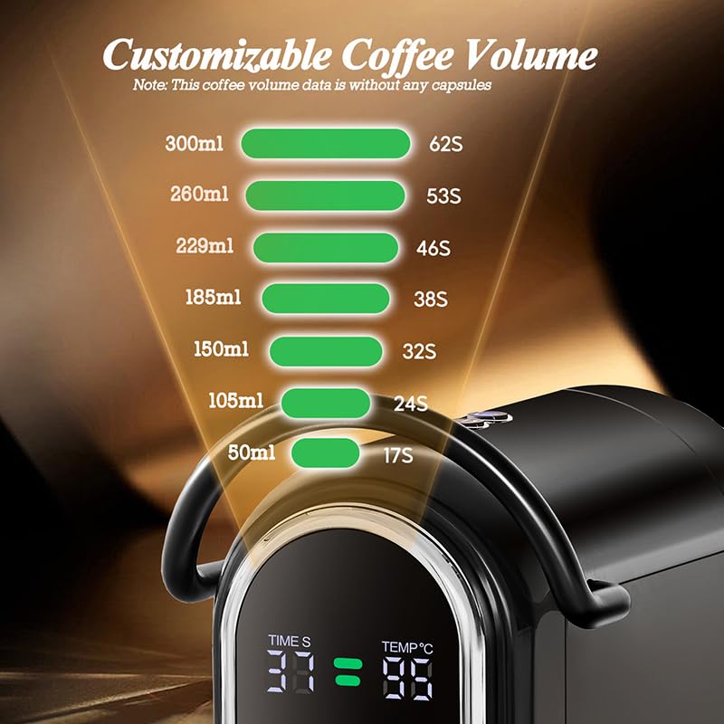 Cafelffe MK-609S 19 Bar Espresso Machine 4 In 1 Coffee Maker For Nes original/DG Capsules/Coffee Powder/44mm ESE Pod, Cold/Hot Brew,Adjustable 7 Brew Size,Black