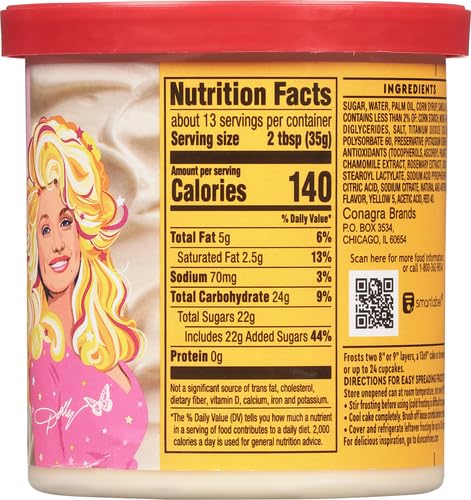 DUNCAN HINES DOLLY PARTON’S FAVORITE CREAMY BUTTERCREAM FLAVORED CAKE FROSTING, PERFECT FOR SUGAR COOKIES, 16 OZ.