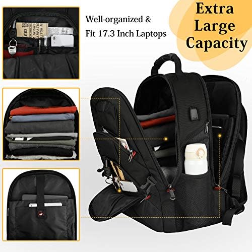 Laptop Backpack 17 Inch Extra Large Travel Backpack for Men Waterproof School College Backpack with USB Charging Port Business Computer Gaming Backpack for Men Women Black 5 Laptop Backpack 17 Inch Extra Large Travel Backpack for Men Waterproof School College Backpack with USB Charging Port Business Computer Gaming Backpack for Men Women Black