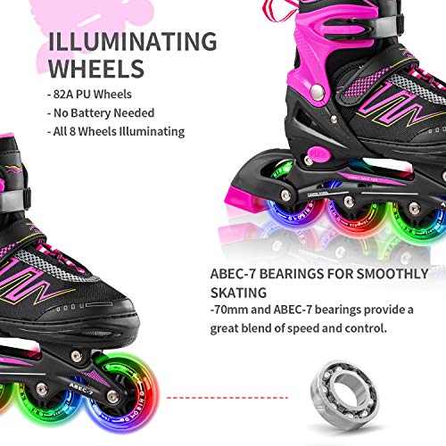 Hiboy Adjustable Inline Skates with All Light up Wheels, Outdoor