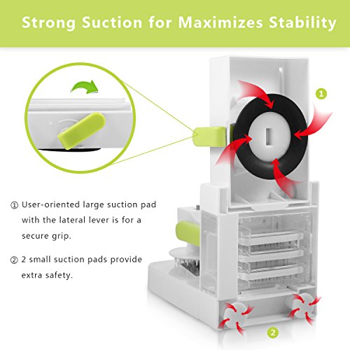 Spiral Slicer Domserv Kitchen Spiralizer 5 Stainless-Steel Blades Foldable Vegetable Slicer Strong Suction Base for Veggie Fruits Pasta & Noodle Maker with Peeler & Cleaning Brush, 2018 New Model