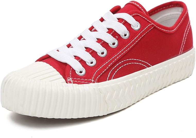 Womens Fashion Lace Canvas Shoe Classic Sneaker (Red 37) Amazon.ca