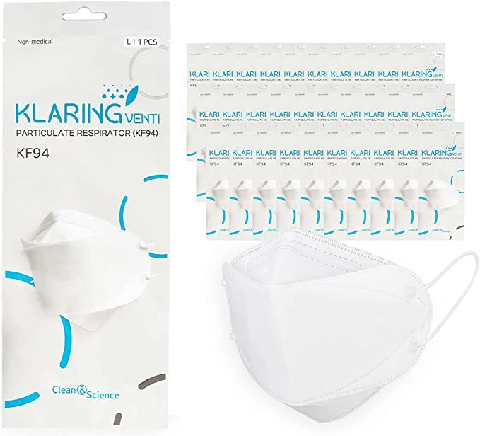 KLARING White Large 30 Pack KF94 Face Mask Individual Packaged 4Layer