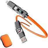 USB C to C Cable 5ft Chubby Silicone 4 in 1 USB C Charging Cable with LED Display and EVA Case Type C Charger Fast Charging Cord & Data Sync,for Phone17 16 15 14 13 12Mac,Galaxy S25 S24 S23 S22