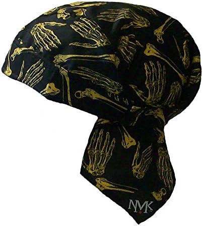 Skeleton Biker Doo RAG Headwrap Skull Cap Microfiber Sweatband Velcro Closure. (Fits 23-24 1/2 inches Around Your Head)