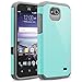 ZTE Overture 2 Case, RANZ Grey with Aqua Blue Hard Impact Dual Layer Shockproof Bumper Case For ZTE Overture 2/ Maven/ Z810/ Z812/ Z813 / Z791/ Z792