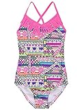 Attraco Big Girls Fringe Geometric Splice One Piece Swimsuit Swimwear Size 8