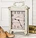 Carriage Clock Rustic in Distressed Tin, Stands 11 Inches Tall, Battery