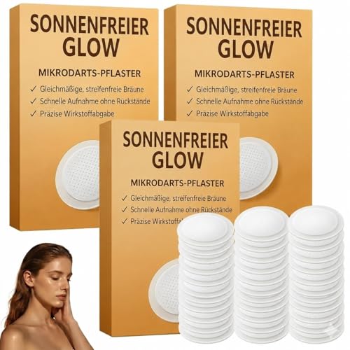 Pack of 30 Sun Free Glow Patch, Sreless Tanning Nano Microneedle Patch, Self-Tanning Sticker, Activates the Body's Own Melanin Production for Even and Long-Lasting Complexion (3 Box)