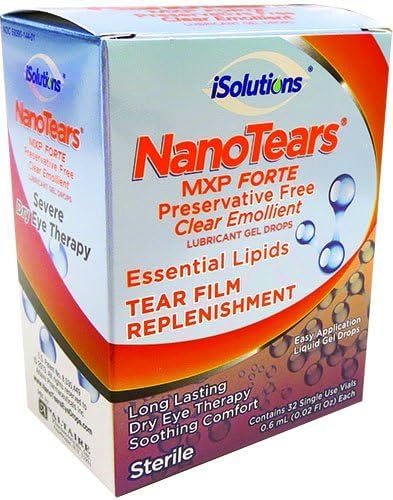 NanoTears MXP Forte Preservative Free Clear Emollient Lubricant Gel Eye Drops, 32 Single Use Vials by NanoTears