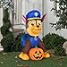 Gemmy Airblown Inflatable Chase from Nick Jr Paw Patrol Sitting with a Pumpkin - Holiday Decoration, 3-Foot Tall x 2.5-Foot Wide