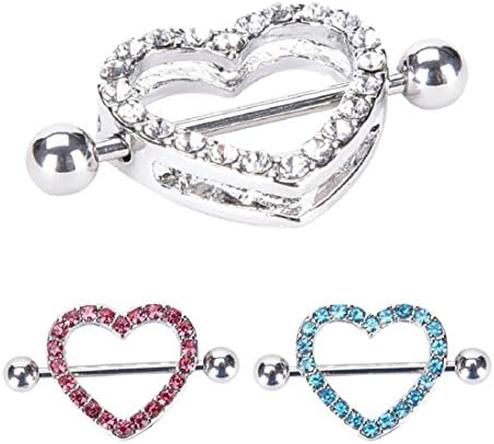 6Pcs/Set Sexy Crystal Gifts Love Hearts Nipple Bar Rings Heart Rings Nipple Ring Barbell Body Piercing Jewelry