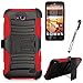 Phonelicious Cover for ZTE MAJESTY PRO Case/ZTE MAJESTY PRO PLUS Case, Xtreme Armor [Heavy Duty] Hybrid Dual Layer Kickstand Belt [Holster Clip] Combo Rugged + Screen Protector & Stylus (RED XC)
