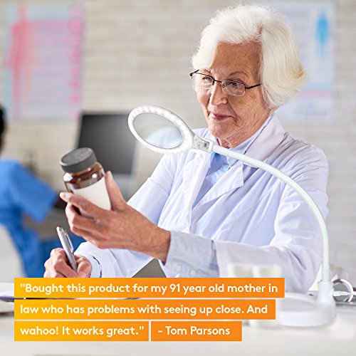 Brightech - LightView Flex 2 in 1 Version - SuperBright LED Magnifier Lamp with Clamp - Daylight Bright LED's - Energy-Saver with 1.75X Magnification (White)