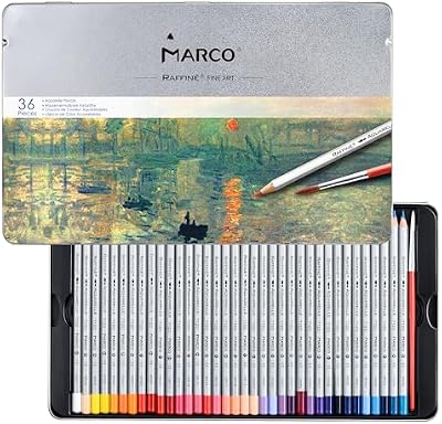 7120 Buntstifte - 36 Wasserlösliche Farben - Sechskantige Holzstifte mit Pinsel - Set für Anfänger - In einer eisernen Schachtel verpackt, leicht tragbar (D7120-36TN)