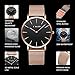 CIVO Mens Womens Unisex Ultra Thin Watches Minimalist Luxury Fashion Business Dress Casual Waterproof Quartz Wrist Watch for Man Woman with Rose Gold Stainless Steel Mesh Band (Brown)