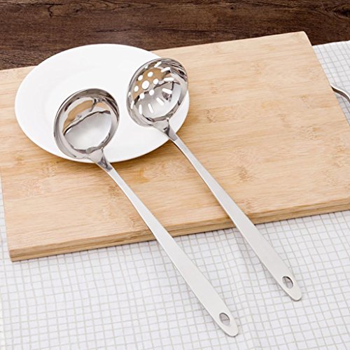 Soup Ladle, Jiayit Stainless Steel Sauce Ladle Handled Spoon Tableware Dinnerware for Home Kitchen or Restaurant (Silver: Ladle)