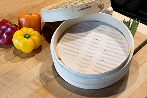 3 Asian+Kitchen+Bamboo+Steamer+10+Inch