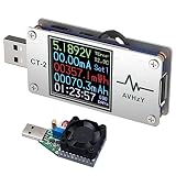 AVHzY USB Power Meter Tester Digital Multimeter USB Load Current Tester Voltage Detector DC 26.0000V 6.0000A Test Speed of Charger Cables PD 2.0/3.0 QC 2.0/3.0/4.0 or pps Trigge (CT2+Load)